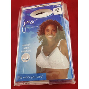 New in Package Just My Size Satin Stretch Wirefree Bra White 44DD Style #1960